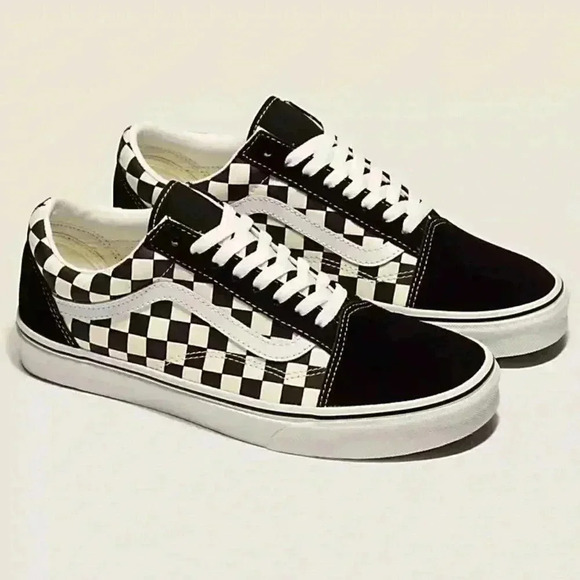 VANS Old Skool Primary Check Shoe-Black/White- Size 11.5 Men